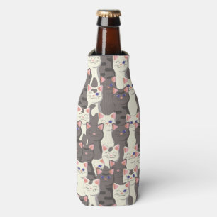 White and gray cats pattern bottle cooler