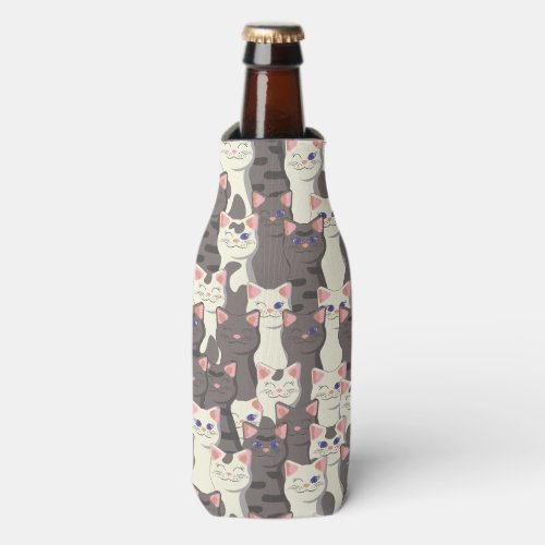 White and gray cats pattern bottle cooler