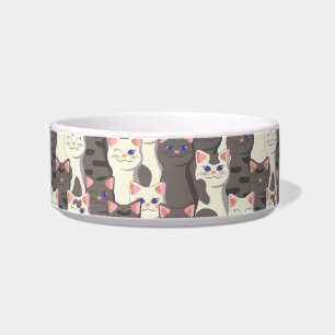 White and gray cats pattern bowl