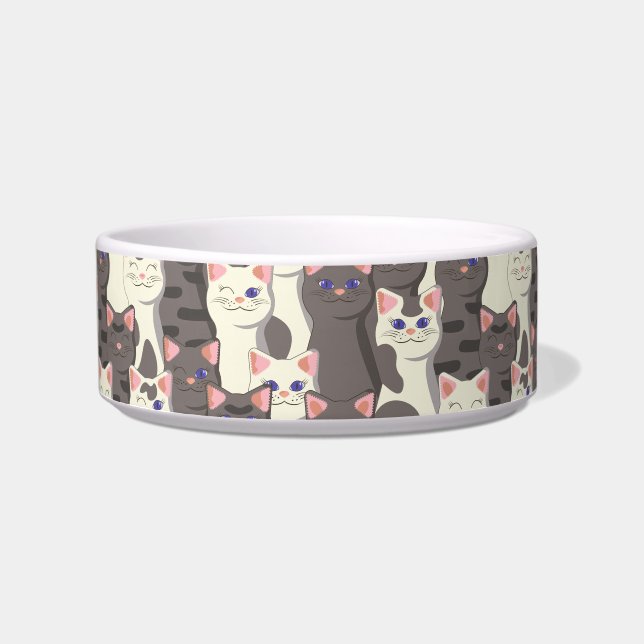 White and gray cats pattern bowl (Front)
