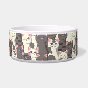 White and gray cats pattern bowl