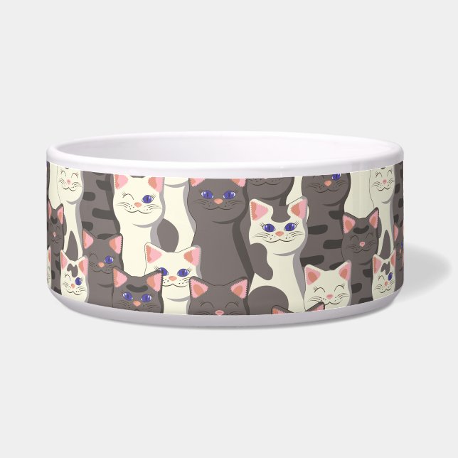 White and gray cats pattern bowl (Front)