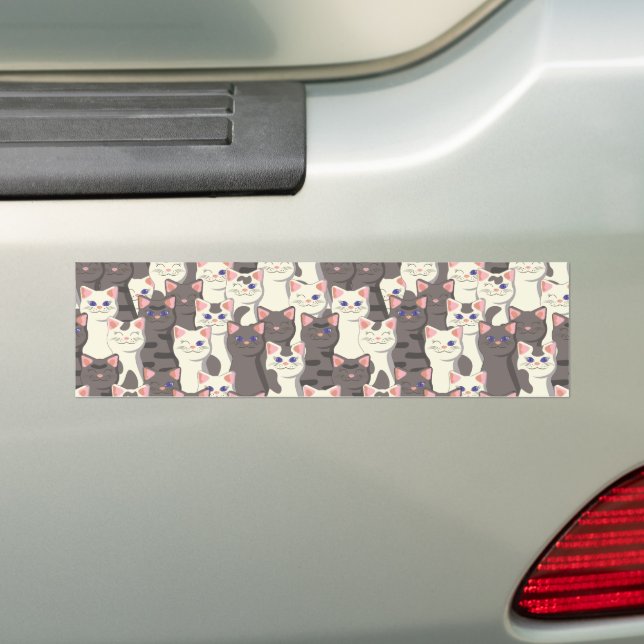 White and gray cats pattern bumper sticker (On Car)