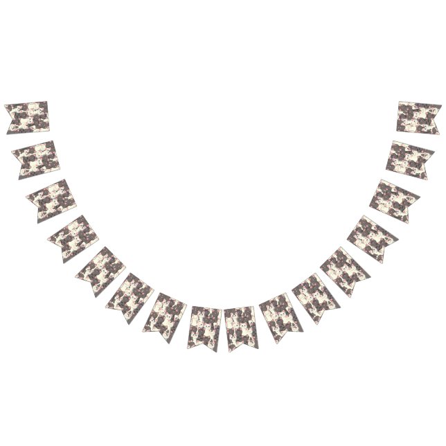 White and gray cats pattern bunting flags (All)