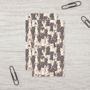 White and gray cats pattern business card