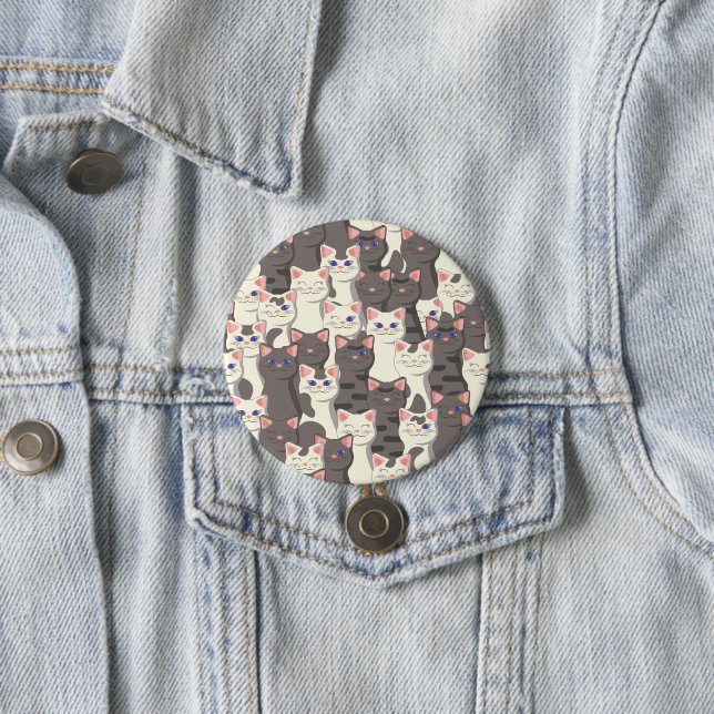 White and gray cats pattern button (In Situ)