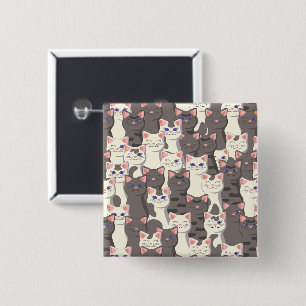 White and gray cats pattern button