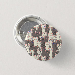 White and gray cats pattern button