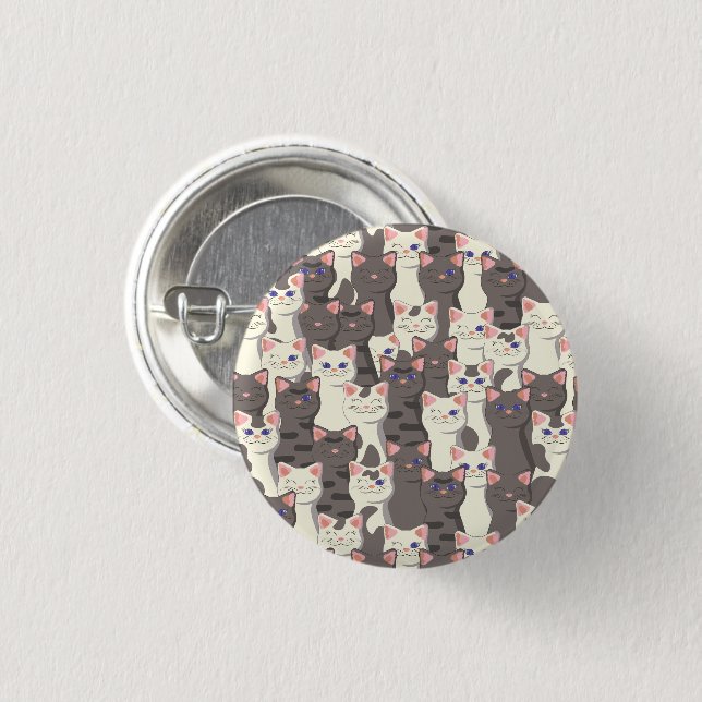 White and gray cats pattern button (Front & Back)