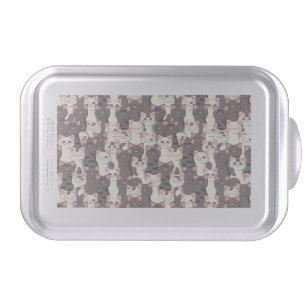 White and gray cats pattern cake pan