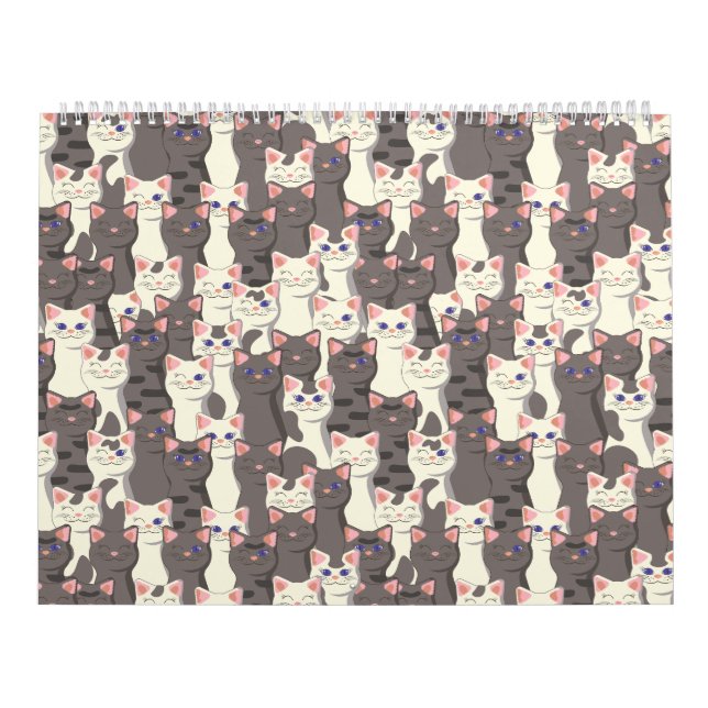 White and gray cats pattern calendar (Cover)