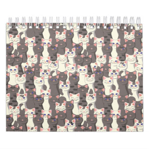 White and gray cats pattern calendar
