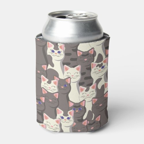 White and gray cats pattern can cooler