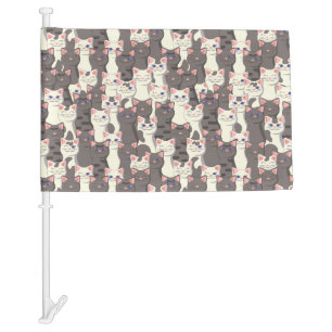 White and gray cats pattern car flag