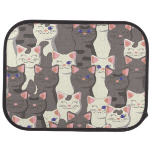 White and gray cats pattern car floor mat