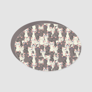 White and gray cats pattern car magnet