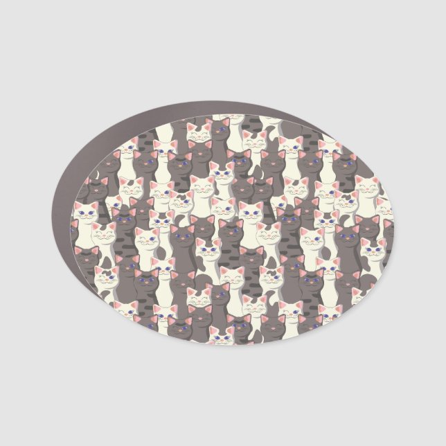 White and gray cats pattern car magnet (Front)