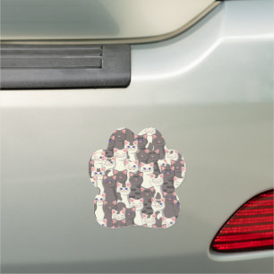 White and gray cats pattern car magnet