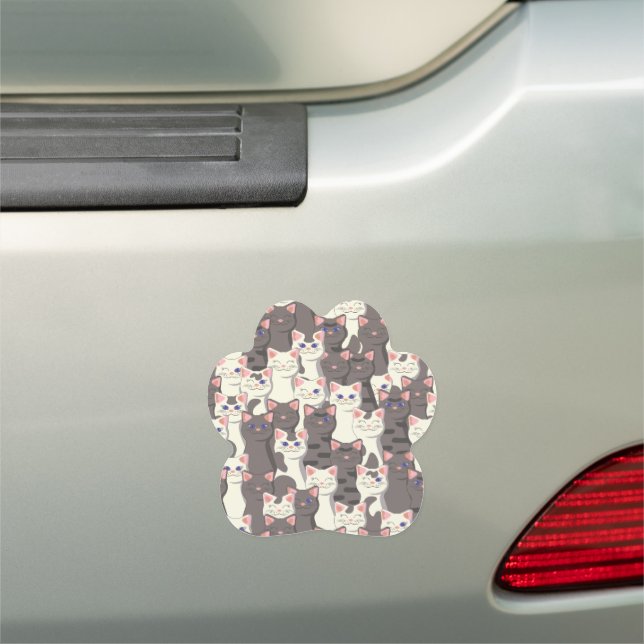 White and gray cats pattern car magnet (In Situ)