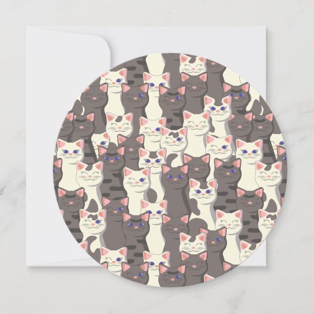 White and gray cats pattern card (Front)