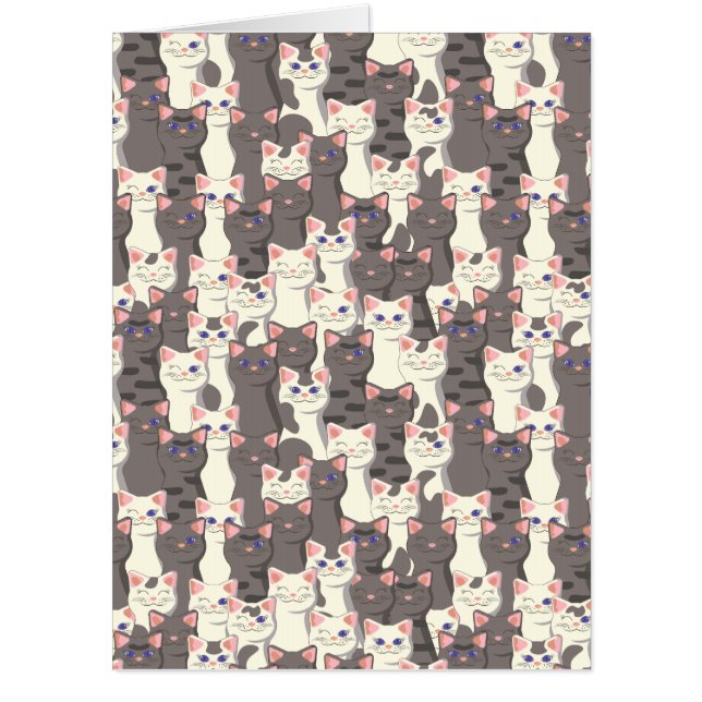White and gray cats pattern card (Front)