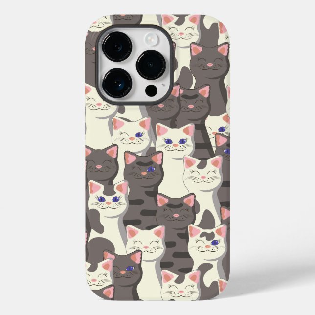 White and gray cats pattern Case-Mate iPhone case (Back)