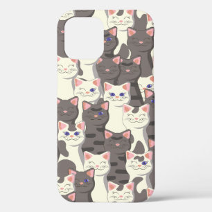 White and gray cats pattern iPhone 12 case