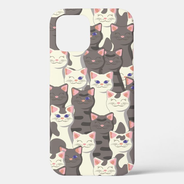 White and gray cats pattern Case-Mate iPhone case (Back)