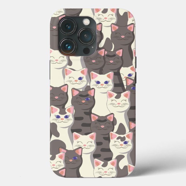 White and gray cats pattern Case-Mate iPhone case (Back)