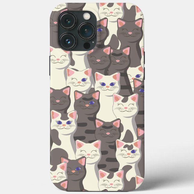 White and gray cats pattern Case-Mate iPhone case (Back)