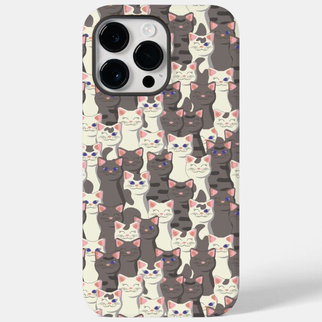 White and gray cats pattern Case-Mate iPhone case (Back)