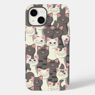 White and gray cats pattern Case-Mate iPhone 14 case