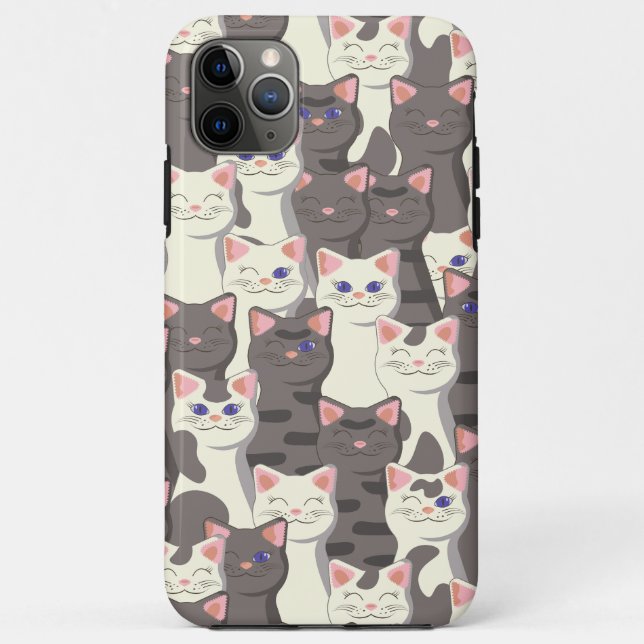 White and gray cats pattern Case-Mate iPhone case (Back)