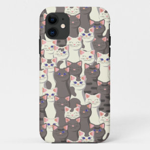 White and gray cats pattern iPhone 11 case