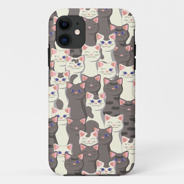 White and gray cats pattern Case-Mate iPhone case (Back)