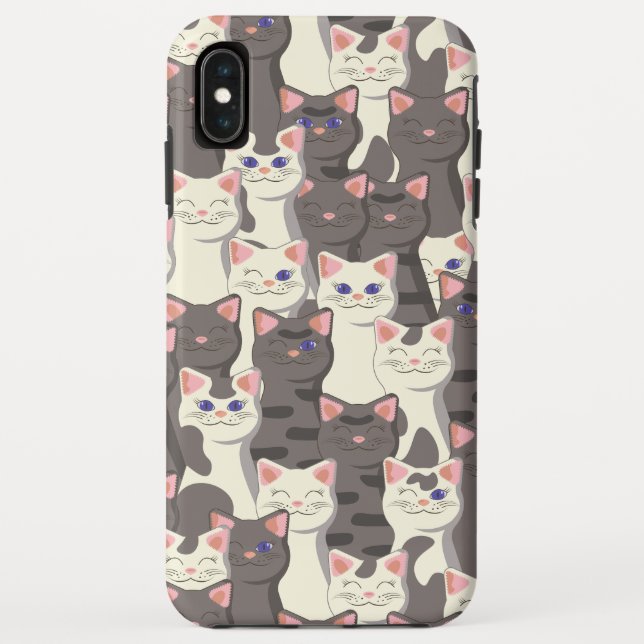White and gray cats pattern Case-Mate iPhone case (Back)