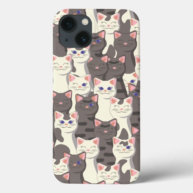 White and gray cats pattern Case-Mate iPhone case (Back)