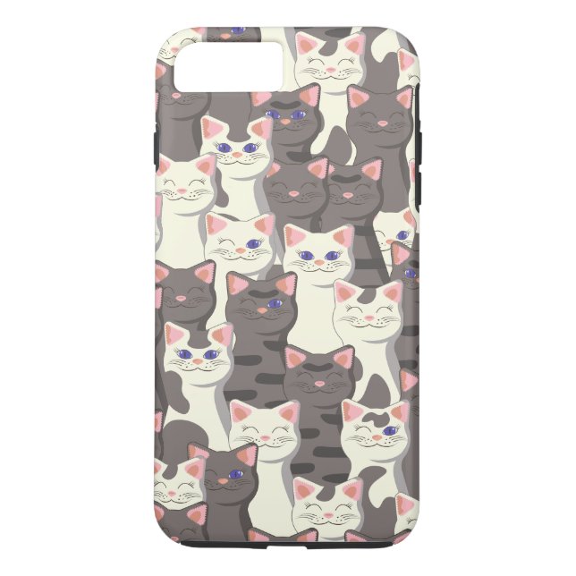 White and gray cats pattern Case-Mate iPhone case (Back)