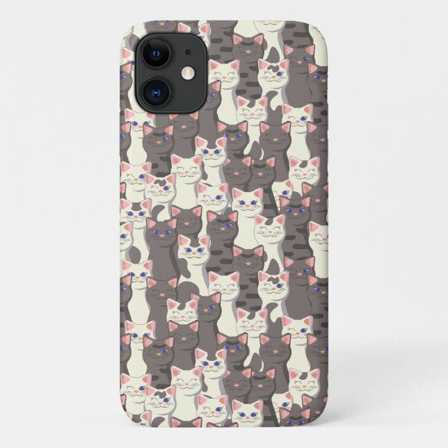 White and gray cats pattern Case-Mate iPhone case (Back)