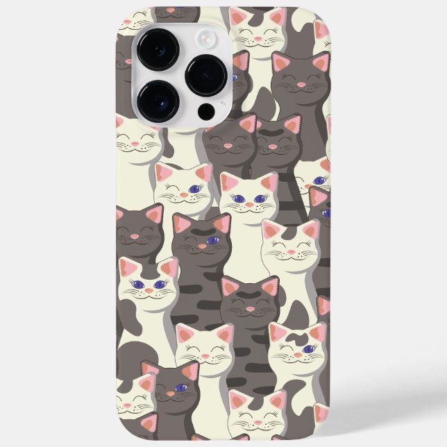 White and gray cats pattern Case-Mate iPhone case (Back)