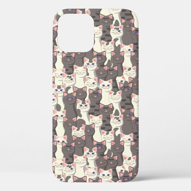 White and gray cats pattern Case-Mate iPhone case (Back)