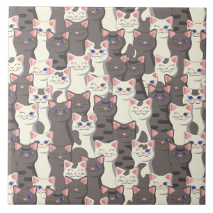 White and gray cats pattern ceramic tile