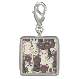 White and gray cats pattern charm