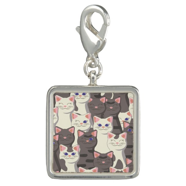 White and gray cats pattern charm (Front)