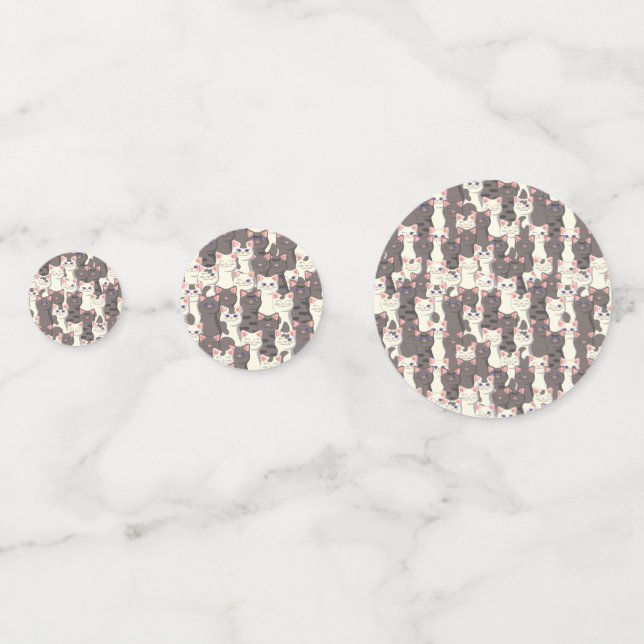 White and gray cats pattern confetti (Backs)