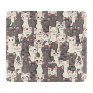 White and gray cats pattern cutting board