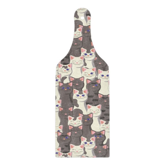 White and gray cats pattern cutting board (Front)