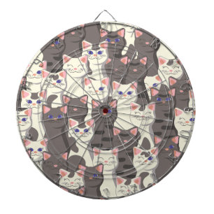 White and gray cats pattern dart board