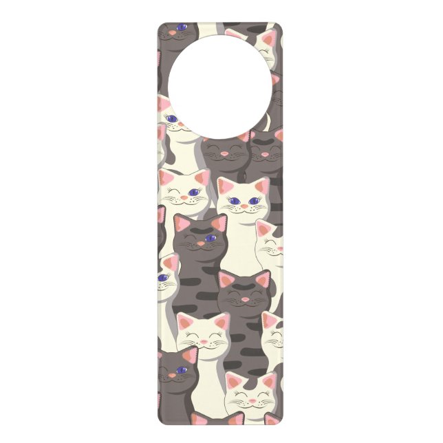 White and gray cats pattern door hanger (Front)