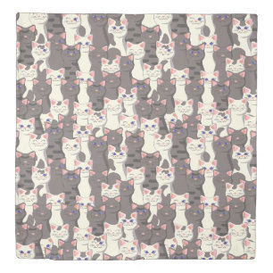 White and gray cats pattern duvet cover